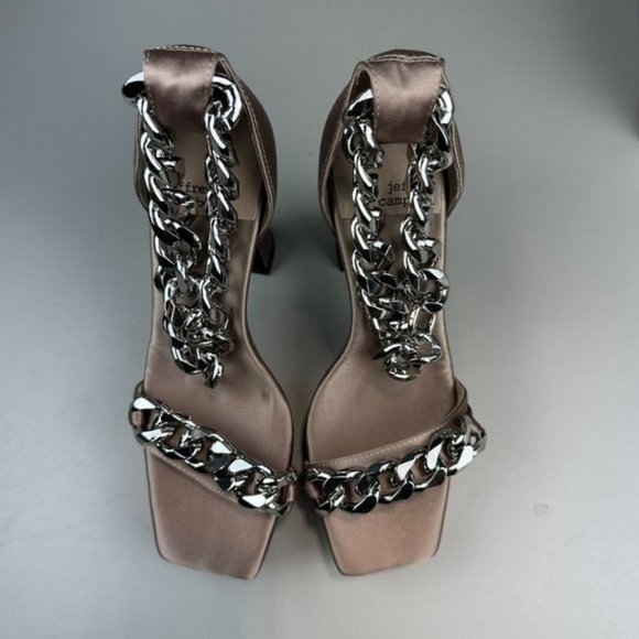 Jeffrey Campbell Silverlake Platform Heel in Taupe Satin Silver - Picture 7 of 13